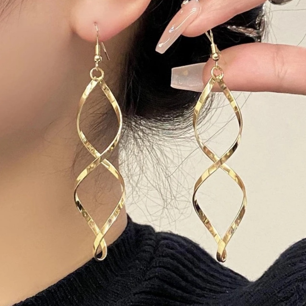 2/$10 NEW Spiral Drop Earrings Gold Dainty Cute Bohemian Simple